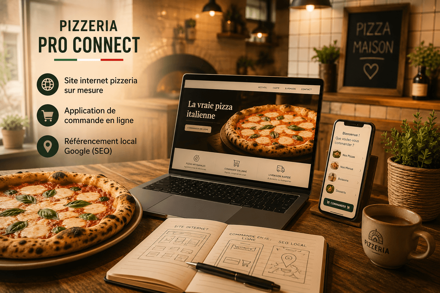 Site internet et application de commande en ligne pour pizzeria
